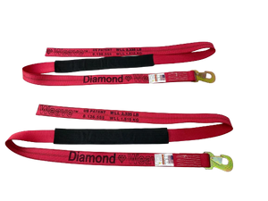 2" x 8' Diamond Weave Wheel lift strap with Flat Snap Hook (2 PACK)