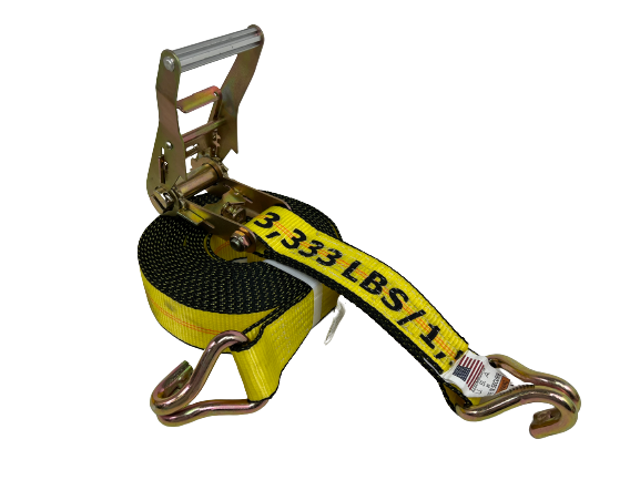 2 x 30' Professional Grade BIG YELLOW Ratchet Strap with Wire Hooks -  3333lb WLL