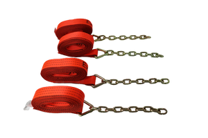 2" x 18' Orange TECNIC Straps with 5/16" x 12" G70 Chain Tails | Pack of 4