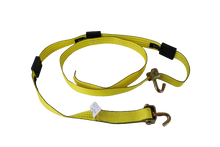 Load image into Gallery viewer, 2&quot; x 11&#39; Yellow Tecnic Ratchet 3 Point Wheel Strap with 3 Rubber Tread Grabs (Swivel J)
