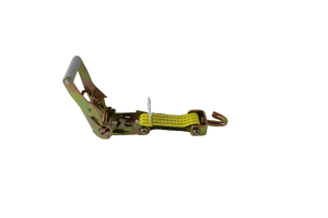 8 Pack of 2" x 11' Yellow TECNIC Webbing Ratchet 3 Point Wheel Straps with Swivel-J Hooks and Rubber Tread Grabs