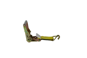2" x 11' Yellow Tecnic Ratchet 3 Point Wheel Strap with 3 Rubber Tread Grabs (Wire Hook)