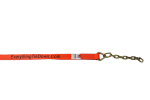2" x 18' Orange TECNIC Straps with 5/16" x 12" G70 Chain Tails | Pack of 4