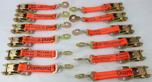 2" Ratchet with Orange Diamond Weave Webbing and Twisted Snap Hook | Pack of 12