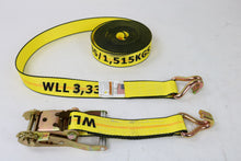 Load image into Gallery viewer, 8-Pack Professional Grade BIG YELLOW 2&quot; x 27&#39; Ratchet Strap with Wire Hooks - 3333lb WLL

