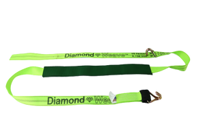 2" x 11' DIAMOND WEAVE 3 Point Ratchet Wheel Strap  with 2' Low Profile Grip Sleeve (Wire Hook)