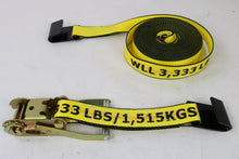 Load image into Gallery viewer, 8 Pack Professional Grade BIG YELLOW 2&quot; x 27&#39; Ratchet Strap with Flat Hooks - 3333lb WLL
