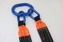 Load image into Gallery viewer, Towing V Bridle 4 inch x 60 inch with 15 inch J Hook And Reinforced Legs Orange DW
