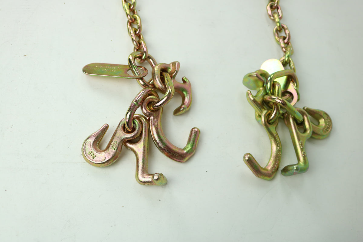 Amucolo 5/16 In. X 6 Ft. Leg G70 15 In. Long Shank J Hook Tow Chain W/RTJ Cluster Hook And Grab Hook - 4700 Lbs. (2-Pieces - Foto 10