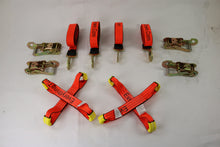 Load image into Gallery viewer, 8 Point Kit Orange flatbed/rollback 18&#39; car tie-down w/twisted snap hook
