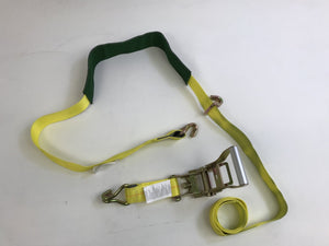 2" x 11' Yellow Ratchet 3 Point Wheel Strap with Low Pro Sleeve (Wire Hook)