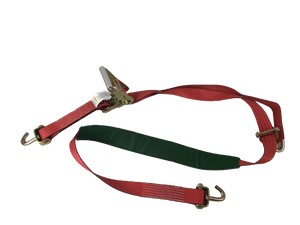 2" x 11' Red Tecnic Ratchet 3 Point Wheel Strap with Low Pro Sleeve (Swivel J)
