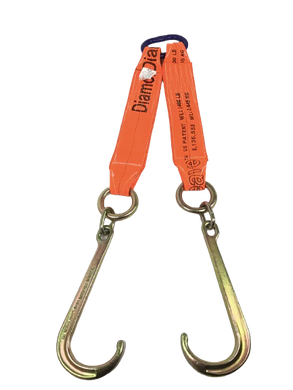 Tow Straps V Bridle 2 x 24 w/ 15 J Hooks 5400 WLL 20,000 WEB